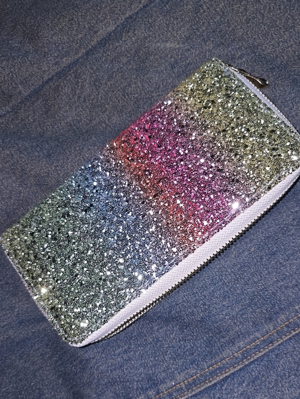 NWOT Glitter Ombre Zip Wallet - Multicolor Sparkle